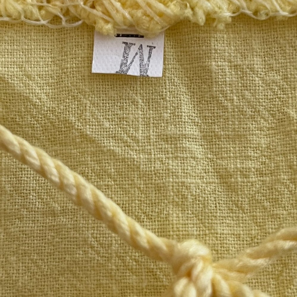 Yellow Lightweight 3/4 Sleeve Shirt with Lace Details & Tassels  Size Medium - Picture 10 of 10